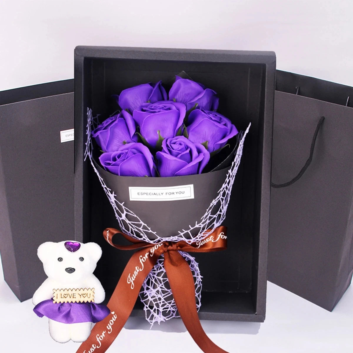 Bouquet de fleurs artificielles, idée cadeau élégante et romantique pour la Saint-Valentin