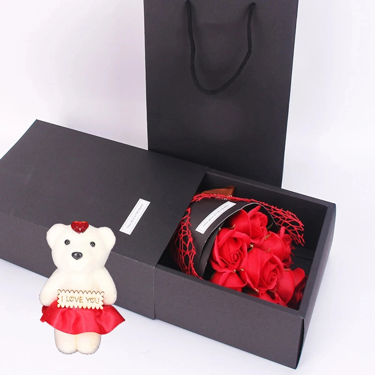 Bouquet de fleurs artificielles, idée cadeau élégante et romantique pour la Saint-Valentin