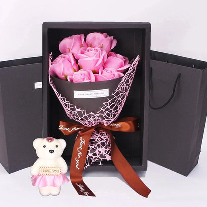 Bouquet de fleurs artificielles, idée cadeau élégante et romantique pour la Saint-Valentin