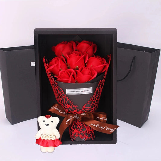 Bouquet de fleurs artificielles, idée cadeau élégante et romantique pour la Saint-Valentin